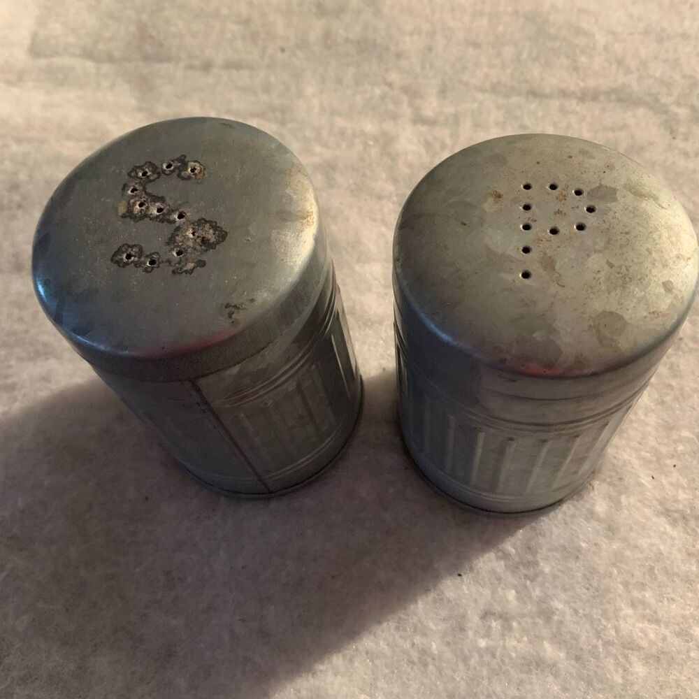 Aluminum Salt & Pepper Shakers Vintage Look
